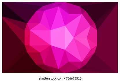 Dark Pink vector polygonal illustration, which consist of triangles with a gemstone in center. Triangular design of a huge diamond for your business. Creative geometric background of gems.
