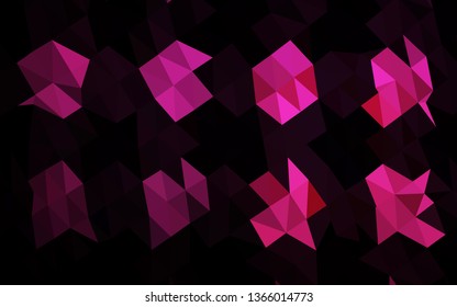 Dark Pink vector polygonal pattern. A completely new color illustration in a vague style. Triangular pattern for your business design.