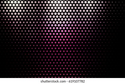 Dark Pink vector red banner with set of circles, dots. Donuts Background. Creative Design Template. Technological halftone illustration.