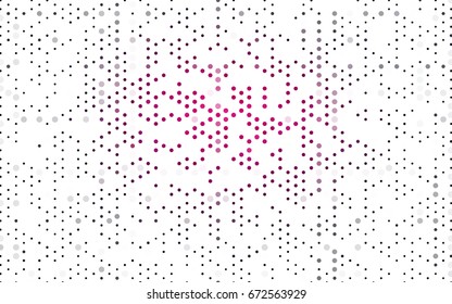 Dark Pink vector red banner with set of circles, dots. Donuts Background. Creative Design Template. Technological halftone illustration.