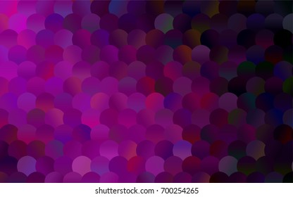 Dark Pink vector red banner with set of circles, dots. Donuts Background. Creative Design Template. Technological halftone illustration.