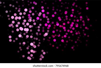 Dark Pink vector red banner with set of circles, dots. Donuts Background. Creative Design Template. Technological halftone illustration.