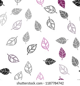Dark Pink vector seamless abstract background with leaves. Glitter abstract illustration with doodles and leaves. Pattern for trendy fabric, wallpapers.