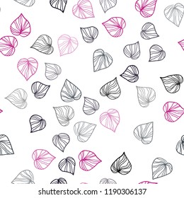 Dark Pink vector seamless abstract pattern with leaves. Colorful abstract illustration with leaves in doodle style. Pattern for design of fabric, wallpapers.
