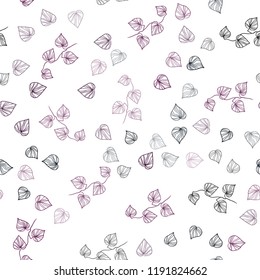 Dark Pink vector seamless abstract design with leaves. Blurred decorative design in Indian style with leaves. Pattern for design of window blinds, curtains.