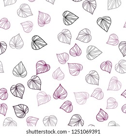Dark Pink vector seamless abstract design with leaves. Colorful abstract illustration with leaves in doodle style. Pattern for trendy fabric, wallpapers.