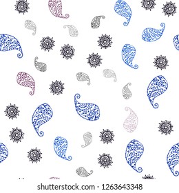 Dark Pink vector seamless abstract backdrop with leaves and flowers. Brand new colored illustration with leaves and flowers. Design for wallpaper, fabric makers.