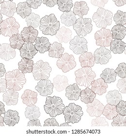 Dark Pink vector seamless abstract design with flowers. Illustration with colorful abstract doodle flowers. Template for business cards, websites.