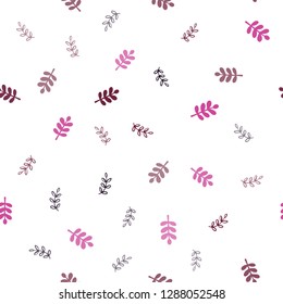 Dark Pink vector seamless abstract background with leaves. Doodle illustration of leaves in Origami style with gradient. Texture for window blinds, curtains.
