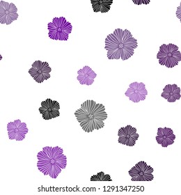 Dark Pink vector seamless abstract backdrop with flowers. Sketchy doodle flowers on white background. Texture for window blinds, curtains.