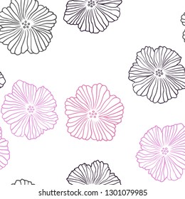 Dark Pink vector seamless abstract backdrop with flowers. Glitter abstract illustration with flowers. Texture for window blinds, curtains.