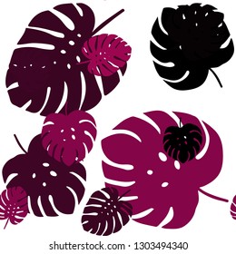 Dark Pink vector seamless abstract pattern with leaves. Brand new colored illustration in blurry style with leaves. Design for wallpaper, fabric makers.