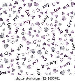 Dark Pink vector seamless backdrop with phrase LOVE YOU, hearts. Illustration with phrase LOVE YOU, hearts for valentine's day. Pattern for trendy fabric, wallpapers.