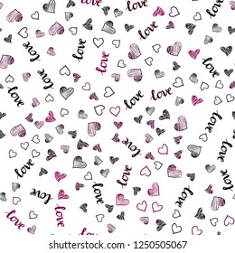 Dark Pink vector seamless backdrop with phrase LOVE YOU, hearts. Colorful gradient phrase LOVE YOU, hearts in abstract style. Design for wallpaper, fabric makers.