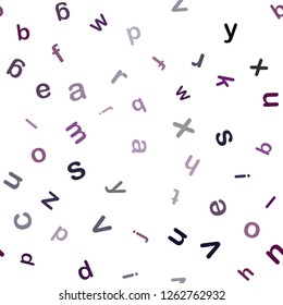 Dark Pink vector seamless backdrop with english symbols. Shining illustration with ABC symbols on abstract template. Pattern for design of fabric, wallpapers.