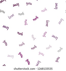 Dark Pink vector seamless backdrop with phrase LOVE YOU. Illustration with phrase LOVE YOU for valentine's day. Texture for window blinds, curtains.