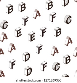 Dark Pink vector seamless backdrop with 3D english symbols. Shining colorful 3D illustration with isolated letters. Pattern for design of fabric, wallpapers.