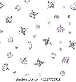 Dark Pink vector seamless background with tasty food. Beautiful colored illustration with food in doodle style. Design for ad, poster, banner of cafes or restaurants.