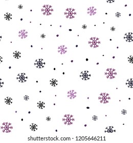 Dark Pink vector seamless background with xmas snowflakes. Modern geometrical abstract illustration with snowflakes. Template for business cards, websites.