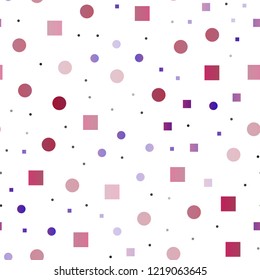 Dark Pink vector seamless background with circles, rectangles. Decorative design in abstract style with circles, rectangles. Design for textile, fabric, wallpapers.