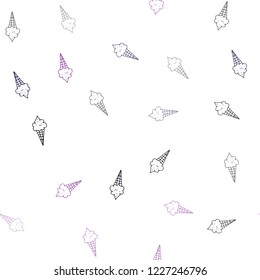 Dark Pink vector seamless background with ice-cream cones. Illustration with set of delicious sweet ice-cream cones. Design for ad, poster, banner of cafes, restaurants.
