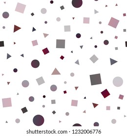 Dark Pink vector seamless background with triangles, circles, cubes. Illustration with set of colorful circles, triangles, squares. Pattern for trendy fabric, wallpapers.