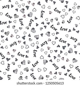 Dark Pink vector seamless background with words of love, hearts. Romantic illustration with colorful phrase LOVE YOU, hearts. Design for textile, fabric, wallpapers.