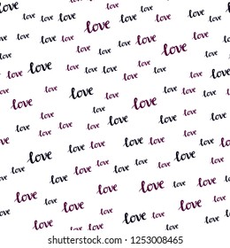 Dark Pink vector seamless background with words of love. Colorful illustration with quote LOVE YOU in celebration style. Design for wallpaper, fabric makers.