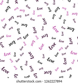 Dark Pink vector seamless background with words of love. Colorful illustration with quote LOVE YOU in celebration style. Pattern for design of fabric, wallpapers.