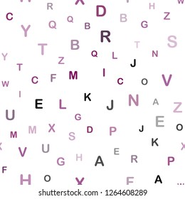 Dark Pink vector seamless background with signs of alphabet. Blurred design in simple style with signs of alphabet. Design for wallpaper, fabric makers.