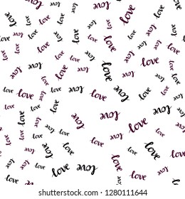 Dark Pink vector seamless background with words of love. Phrase LOVE YOU with colorful gradient in abstract style. Template for business cards, websites.
