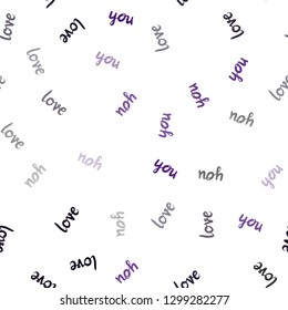 Dark Pink vector seamless background with words of love. Phrase LOVE YOU with colorful gradient in abstract style. Texture for window blinds, curtains.