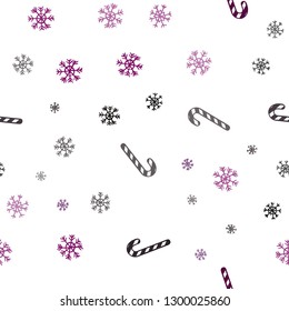 Dark Pink vector seamless background with sweet xmas lollipops.