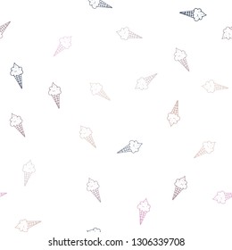 Dark Pink vector seamless background with ice-cream cones. Set of abstract ice-cream cones with colorful gradient. Pattern for ads of breakfast, lunch, dinner.