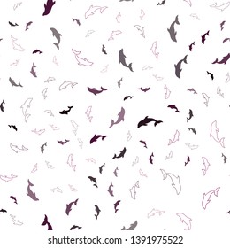 Dark Pink vector seamless background with dolphins. Modern abstract illustration with sea dolphins. Natural design for wallpapers.