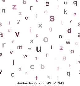 Dark Pink vector seamless background with signs of alphabet. Shining colorful illustration with isolated letters. Pattern for design of fabric, wallpapers.
