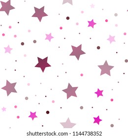 Dark Pink vector seamless cover with small and big stars. Blurred decorative design in simple style with stars. The pattern can be used for new year ad, booklets.