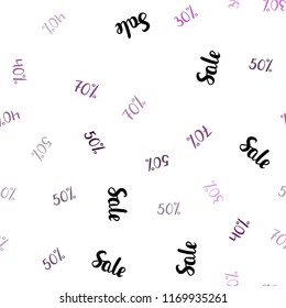Dark Pink vector seamless cover with symbols of 30, 40, 50, 70 % sales. Gradient illustration with discount signs on white backdrop. Backdrop for super sales on Black Friday.