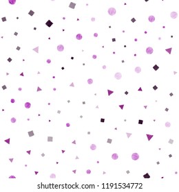 Dark Pink vector seamless cover with polygonal style with circles. Decorative design in abstract style with lines, dots, cubes. Pattern for design of window blinds, curtains.