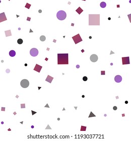 Dark Pink vector seamless cover in polygonal style with circles. Glitter abstract illustration with spheres, squares, lines. Pattern for design of window blinds, curtains.