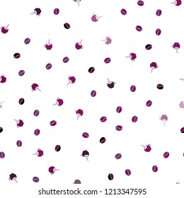 Dark Pink vector seamless cover with set of coffee beans. Gradient illustration with set of mugs, beans. Pattern for menu of cafes and restaurants.