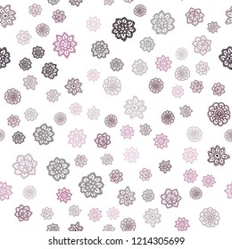 Dark Pink vector seamless cover with beautiful snowflakes. Blurred decorative design in xmas style with snow. Pattern for design of fabric, wallpapers.