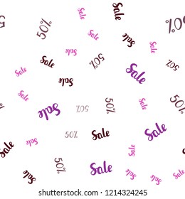 Dark Pink vector seamless cover with symbols of 50 % sales. Colored words of sales with gradient on white background. Backdrop for super sales on Black Friday.