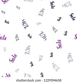 Dark Pink vector seamless cover with symbols of 40 % sales. Colored words of sales with gradient on white background. Backdrop for super sales on Black Friday.