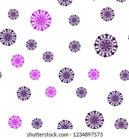 Dark Pink vector seamless cover with beautiful snowflakes. Glitter abstract illustration with crystals of ice. Design for textile, fabric, wallpapers.