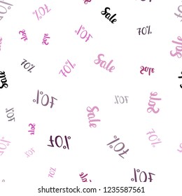 Dark Pink vector seamless cover with symbols of 70 % sales. Colored words of sales with gradient on white background. Pattern for ads, posters, banners of sales.