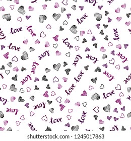 Dark Pink vector seamless cover with quote LOVE YOU, hearts. Romantic illustration with colorful phrase LOVE YOU, hearts. Design for wallpaper, fabric makers.