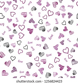 Dark Pink vector seamless cover with quote LOVE YOU, hearts. Colorful illustration with quote LOVE YOU, hearts. Template for business cards, websites.