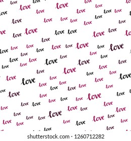 Dark Pink vector seamless cover with quote LOVE YOU. Decorative illustration with words of love in abstract style. Design for textile, fabric, wallpapers.