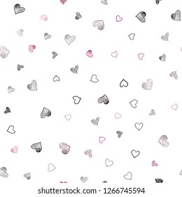 Dark Pink vector seamless cover with Shining hearts. Glitter abstract illustration with colorful hearts in romantic style. Beautiful design for your business advert of anniversary.